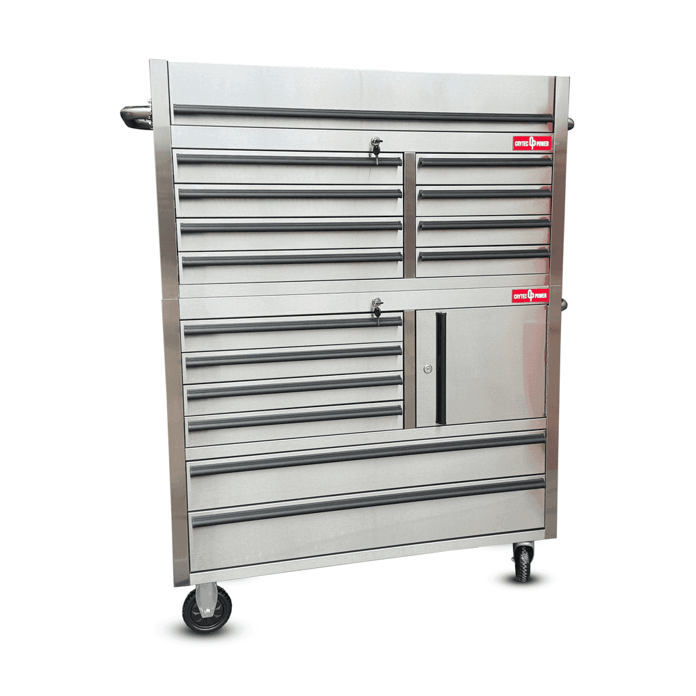 Crytec | 41″ Stainless Steel | 14 Drawer | Tool Cabinet