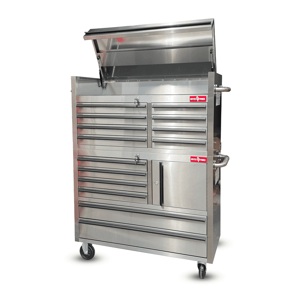 Crytec | 41″ Stainless Steel | 14 Drawer | Tool Cabinet