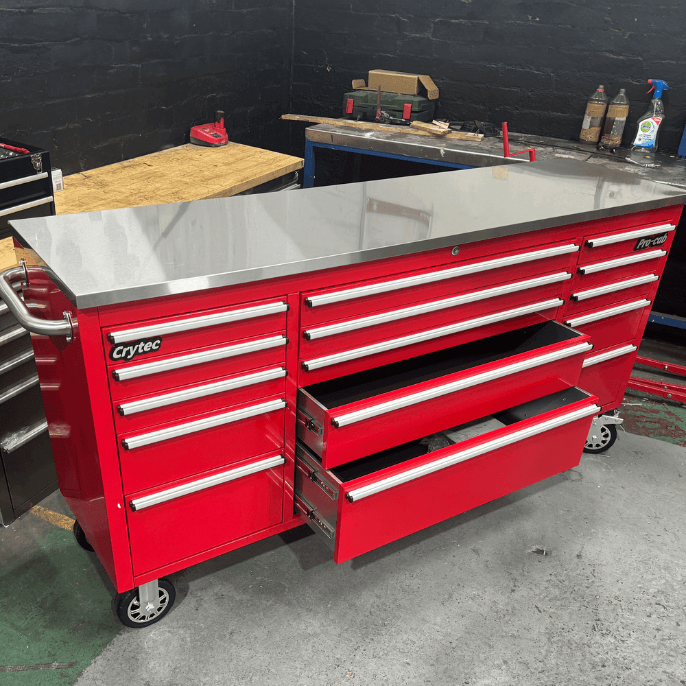Crytec Pro Cab Red 72 inch Stainless Steel Top Tool Cabinet Snap On Style Box