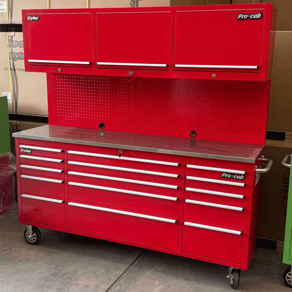 Pegboard and top cupboards For red 72 inch pro cab