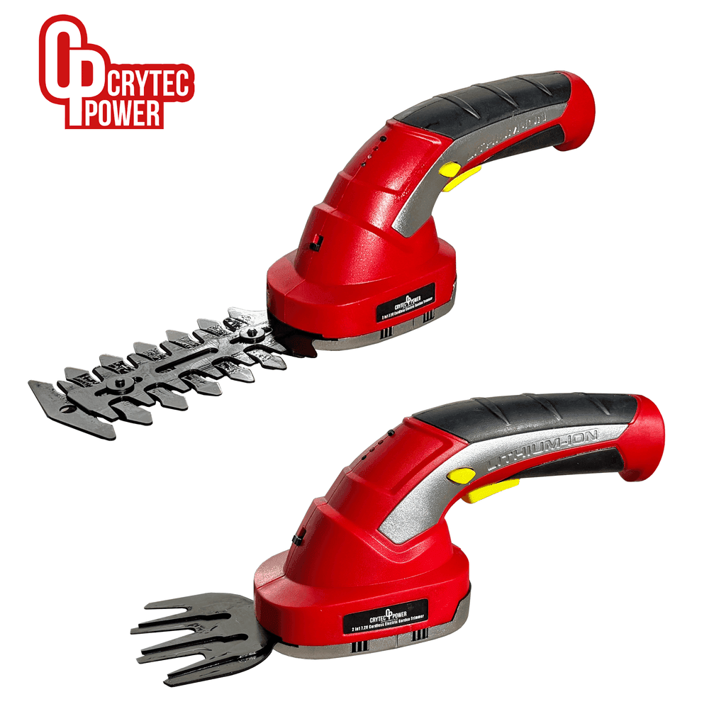 Crytec 2-in-1 Cordless Electric Shearer Trimmer – 7.2V Grass, Shrub &amp; Hedge Pruner
