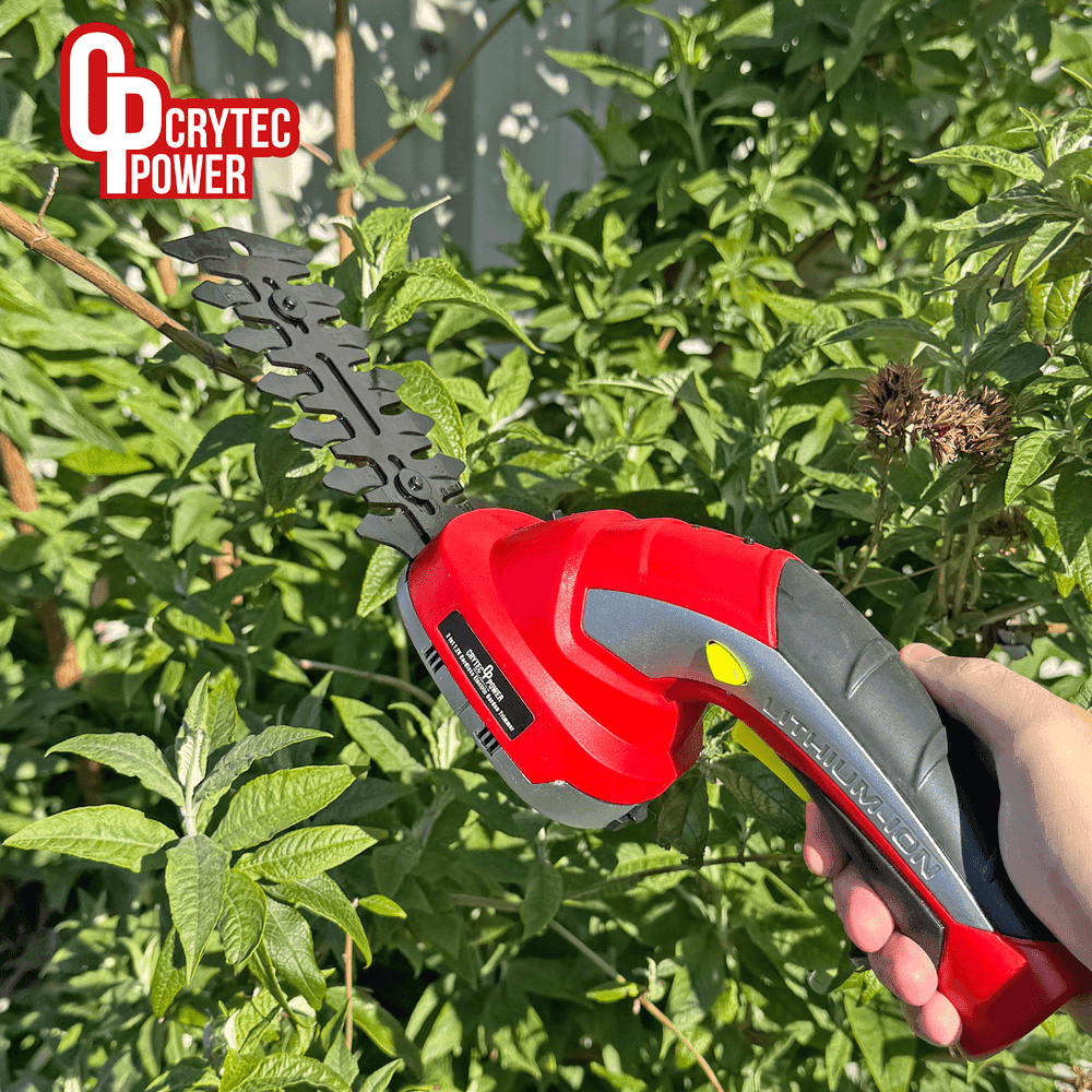 Crytec 2-in-1 Cordless Electric Shearer Trimmer – 7.2V Grass, Shrub &amp; Hedge Pruner