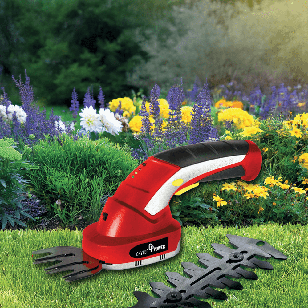 Crytec 2-in-1 Cordless Electric Shearer Trimmer – 7.2V Grass, Shrub &amp; Hedge Pruner