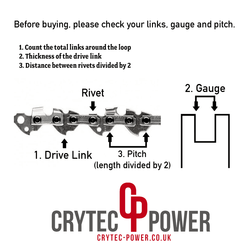 2 14″ Crytec Power Chainsaw Saw Chains Fits Husqvarna 135 235 236 321 338 540XP