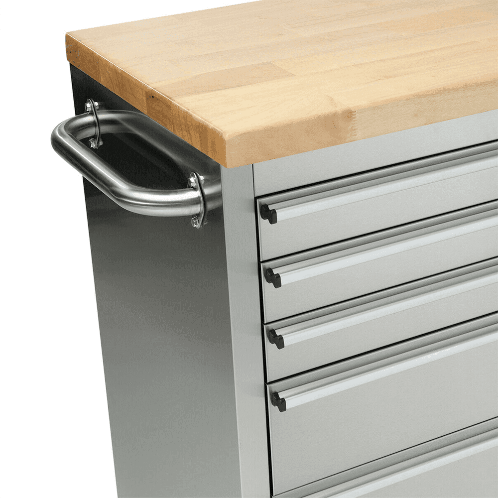 *PROMO* Crytec | 55″ Tool Cabinet | Stainless Steel | 10 Drawers | Wooden Top